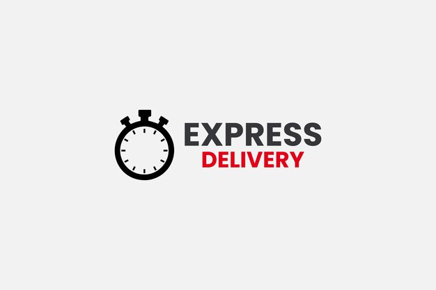Logotipo de entrega expreso con un diseño clásico del símbolo del cronómetro