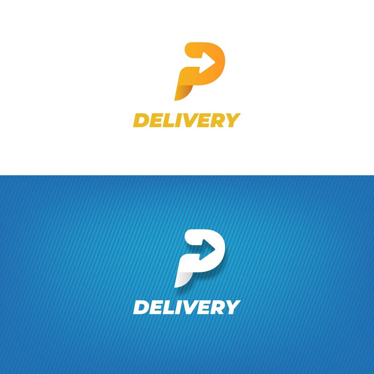 Vector logotipo de entrega con plantilla de diseño de letra p