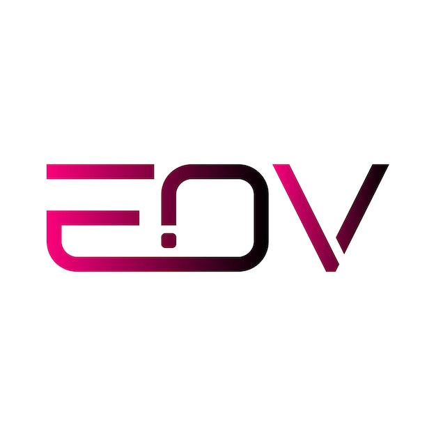 El logotipo de EOV es una tipografía abstracta, un diseño vectorial moderno y mínimo.