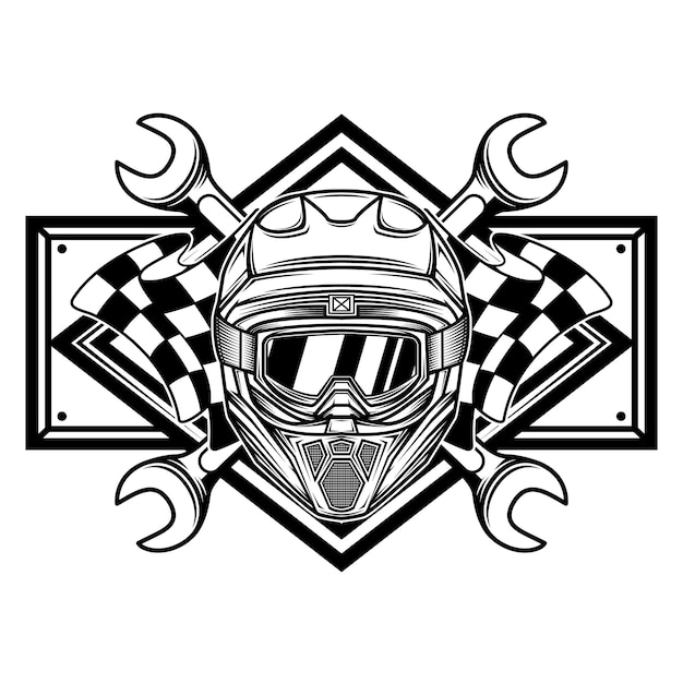 Vector logotipo del equipo de carreras en blanco y negro