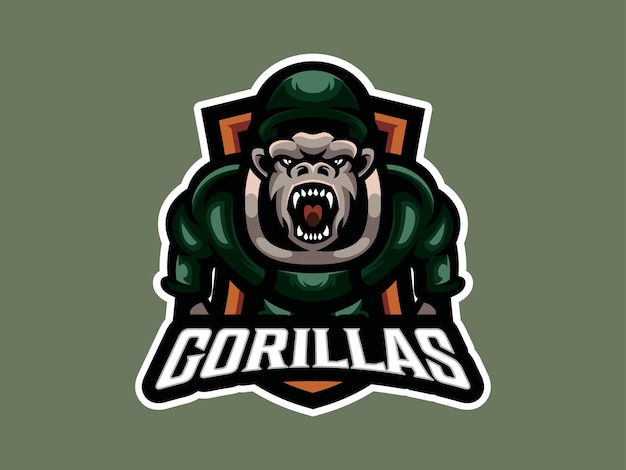 Logotipo del equipo esport con ilustración vectorial de soldado gorila