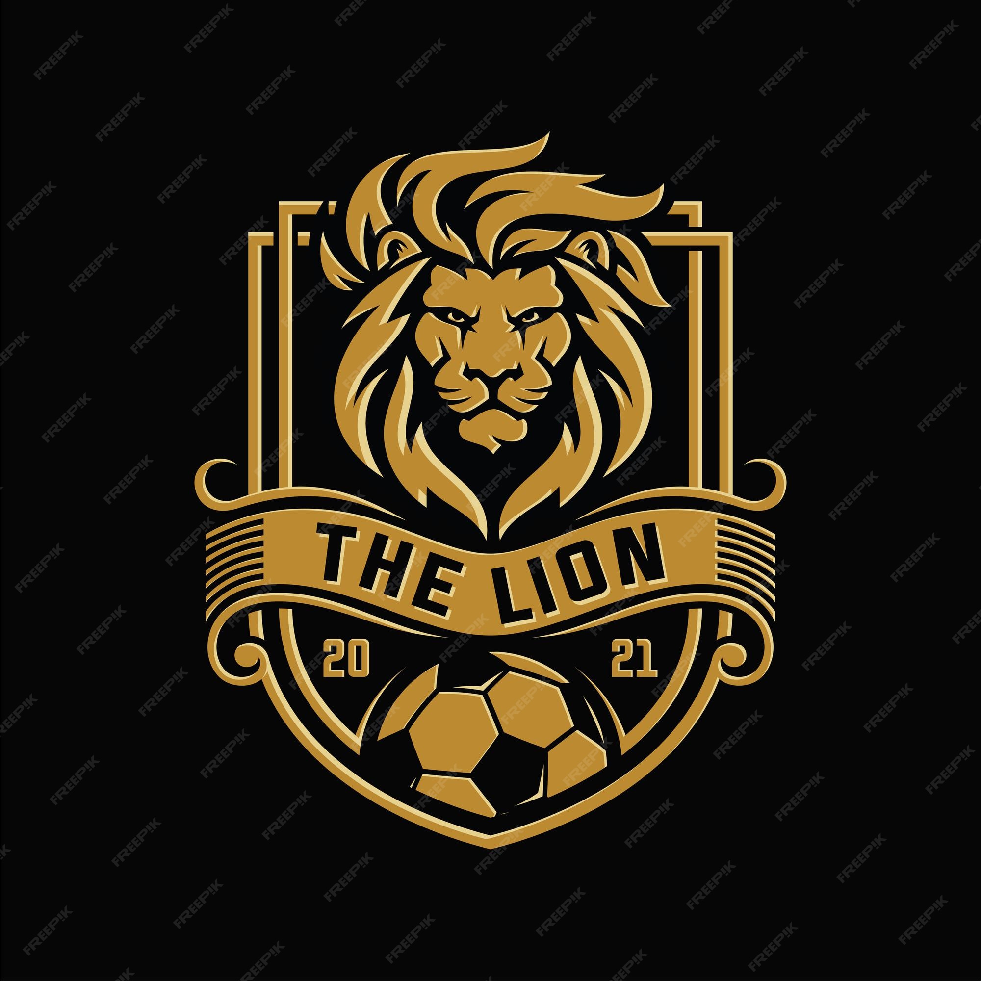 Logotipo del equipo de fútbol león | Vector Premium