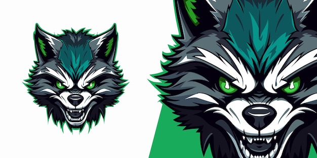 El logotipo de los equipos de juegos deportivos y de eSport, gráfico vectorial con la mascota Zombie Evil Raccoon
