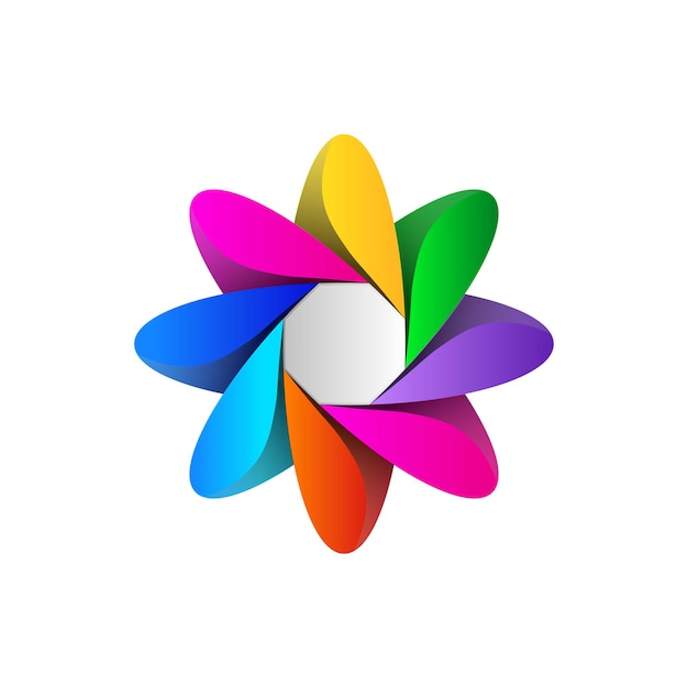 El logotipo es colorido.