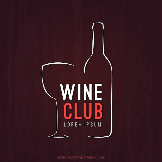 Vector logotipo esbozado de club de vino