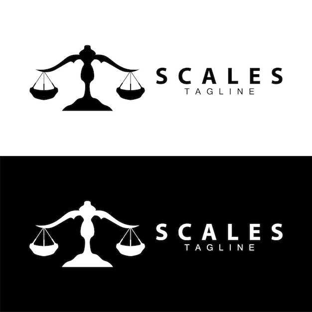 Logotipo de escala legal simple corte de justicia diseño vectorial de plantilla de silueta negra simple