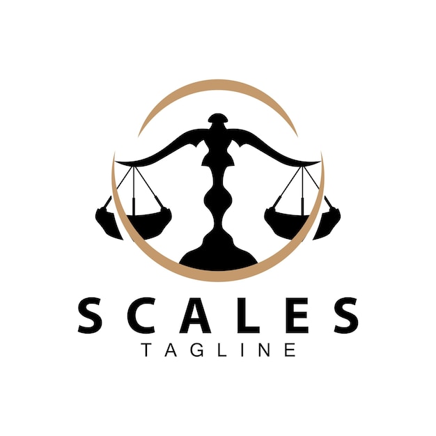 Logotipo de escala legal simple corte de justicia diseño vectorial de plantilla de silueta negra simple