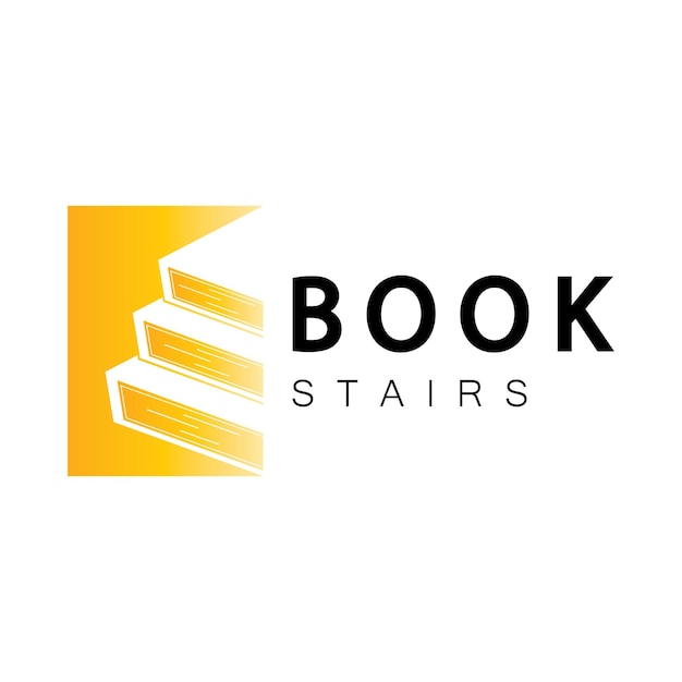 Logotipo de las escaleras de libros Diseño de ilustraciones para bibliotecas Vector de libros digitales de educación