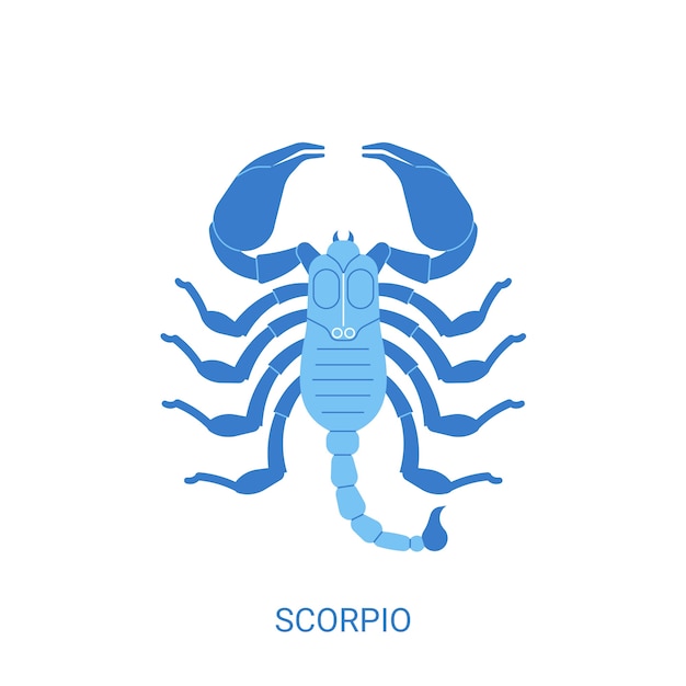 Logotipo de escorpión azul de diseño plano