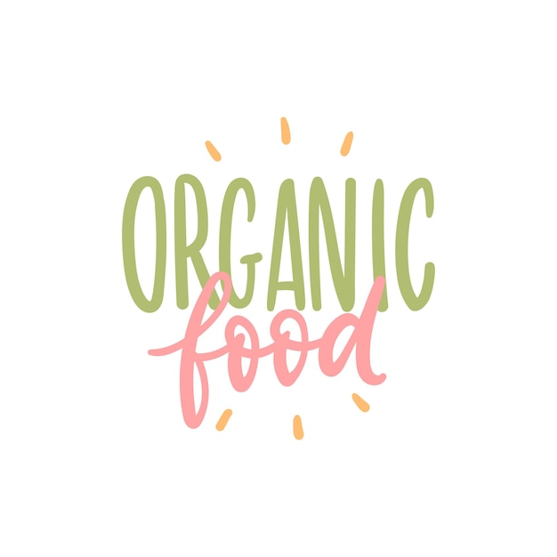 Logotipo escrito a mano de alimentos orgánicos