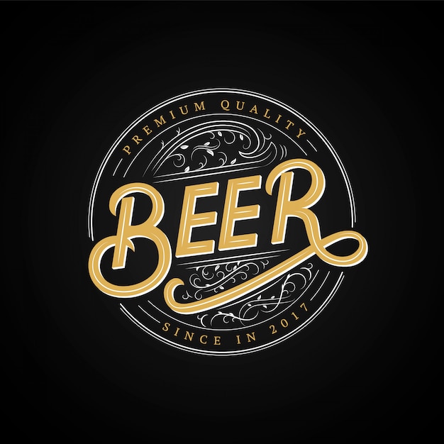 Vector logotipo escrito a mano de cerveza