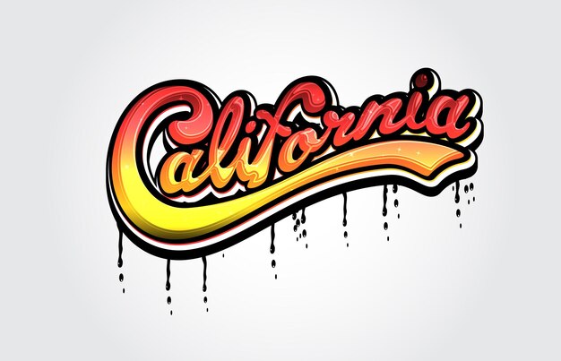 El logotipo de la escritura retro de California
