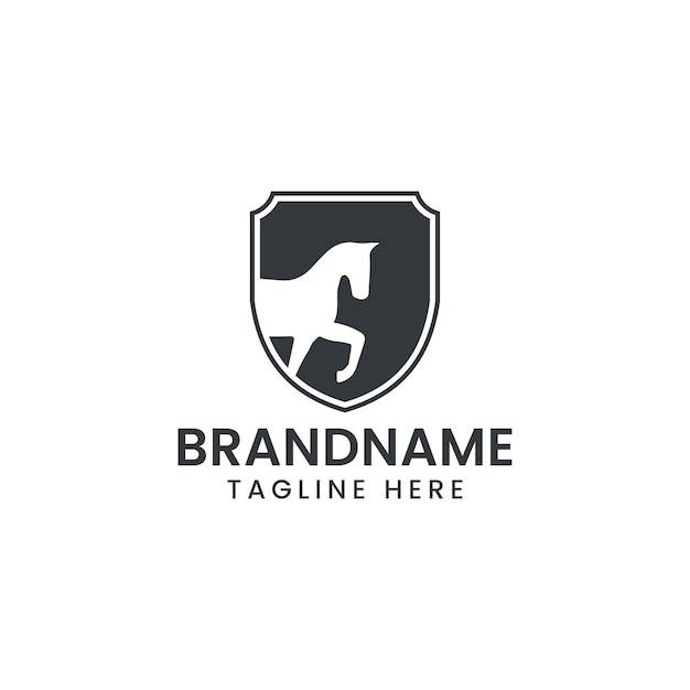 Logotipo Escudo de caballo vector de elemento de icono de diseño moderno