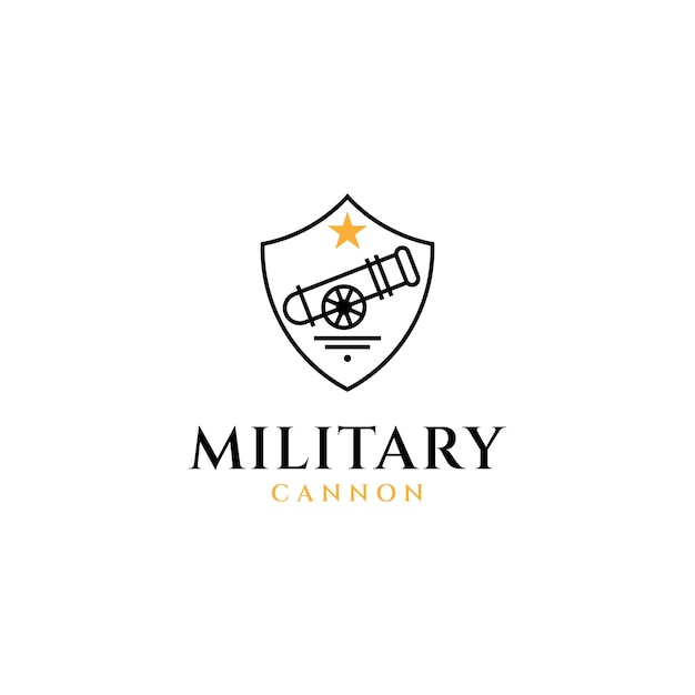 Vector logotipo del escudo de cañón emblema del ejército militar