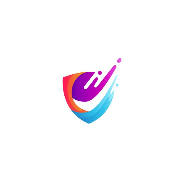 logotipo del escudo con combinación de garrapatas con salpicaduras en colorido gradiente estilo de diseño 3D
