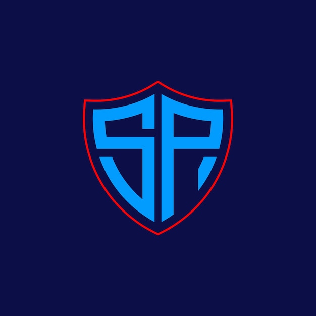 Logotipo del escudo corporativo con combinación de letras