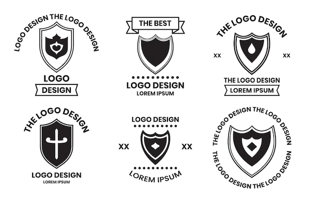 El logotipo del escudo de estilo vintage en un estilo minimalista moderno