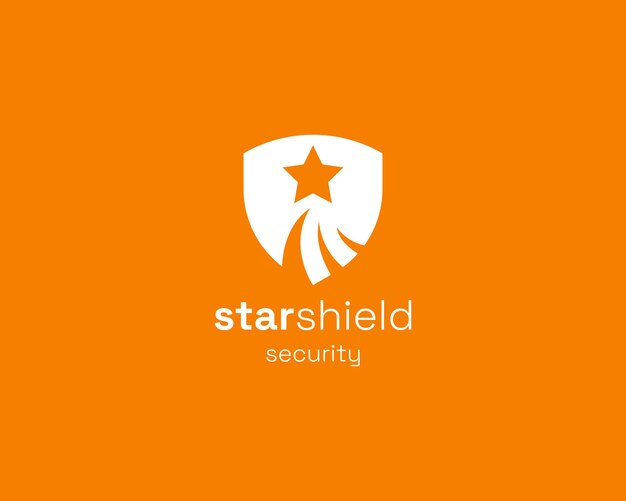 El logotipo del escudo de estrella con monograma plano