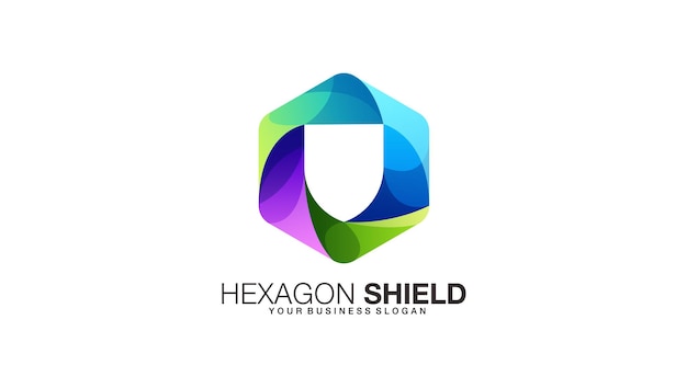 Logotipo de escudo en una hermosa plantilla de vector abstracto de estilo de color degradado
