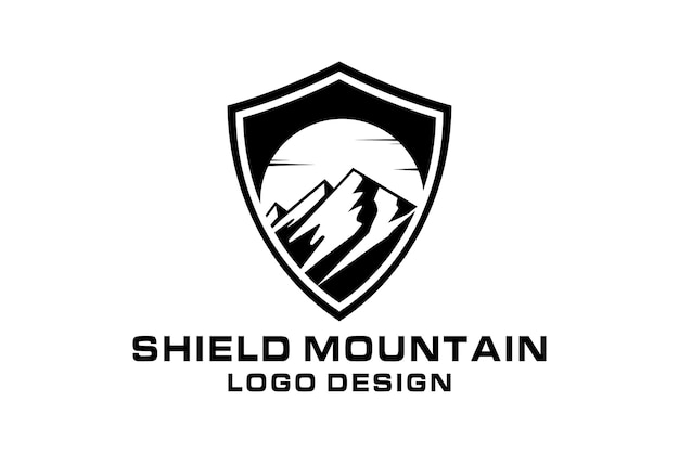 Logotipo de escudo y montaña