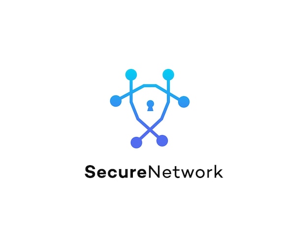 Logotipo Escudo de red seguro Protección digital Seguridad cibernética Privacidad de datos