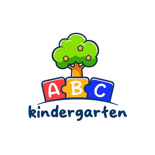 Vector logotipo de la escuela abc kindergarten o preescolar y guardería