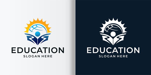 logotipo de la escuela del amanecer vector premium