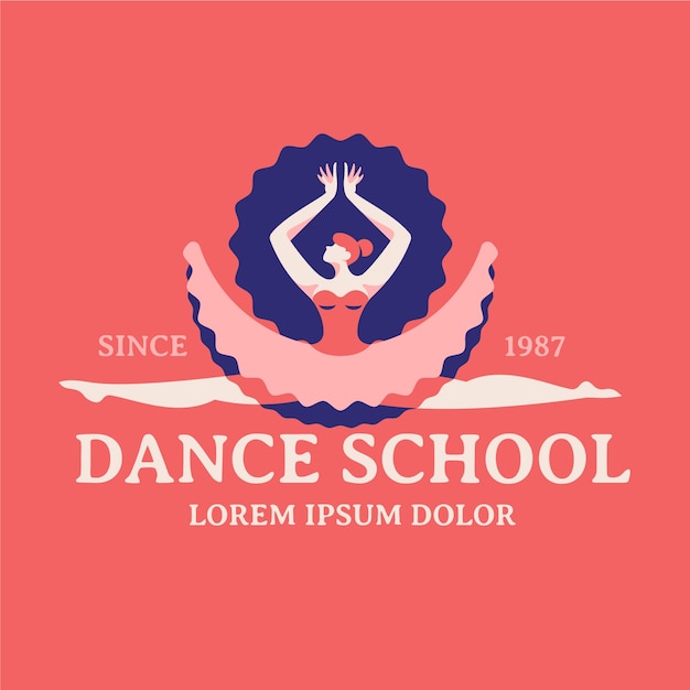 Vector logotipo de escuela de baile de diseño plano