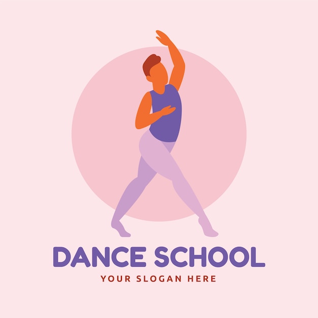 Vector logotipo de la escuela de baile plano dibujado a mano