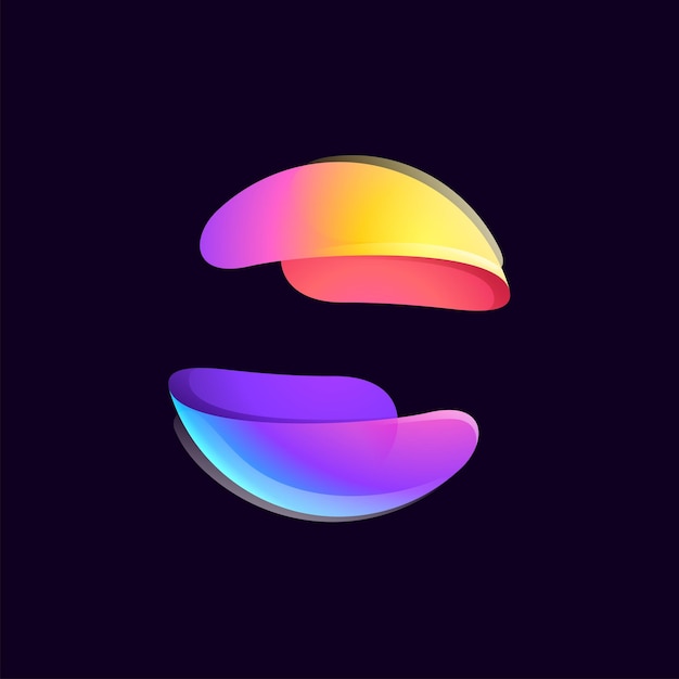 Logotipo de esfera Círculo degradado multicolor con paletas de colores vibrantes Emblema de Yin y yang