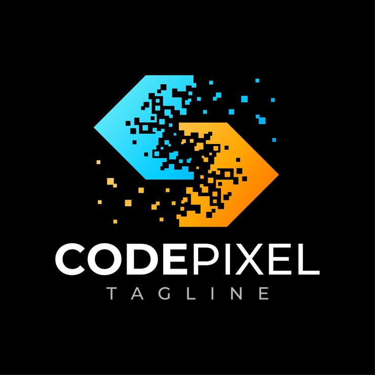 Vector un logotipo para el eslogan de píxeles de código con un diseño colorido.