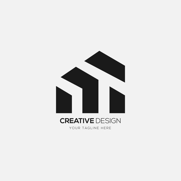 Logotipo de espacio negativo creativo de letra elegante mt