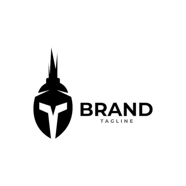 logotipo espartano y casco y cabeza de diseño vectorial.