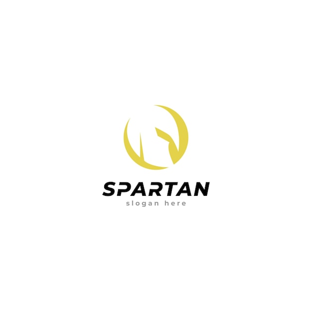 logotipo espartano y casco y cabeza de diseño vectorial
