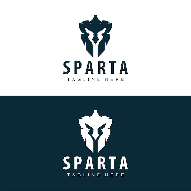 Logotipo espartano diseño de insignia de guerrero bárbaro silueta simple vector de casco de guerra espartano