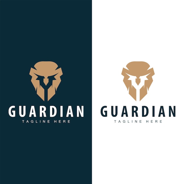 Logotipo espartano insignia de guerrero bárbaro diseño silueta simple casco de guerra espartano vector