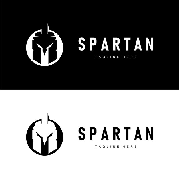 Logotipo espartano insignia de guerrero bárbaro diseño silueta simple casco de guerra espartano vector