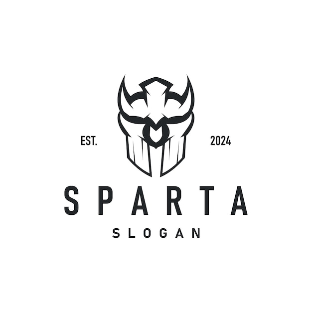 Logotipo espartano silueta guerrero caballero soldado griego sencillo minimalista elegante diseño de marca de producto