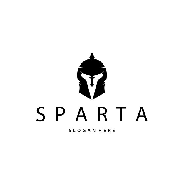 Logotipo espartano silueta guerrero caballero soldado griego sencillo minimalista elegante diseño de marca de producto