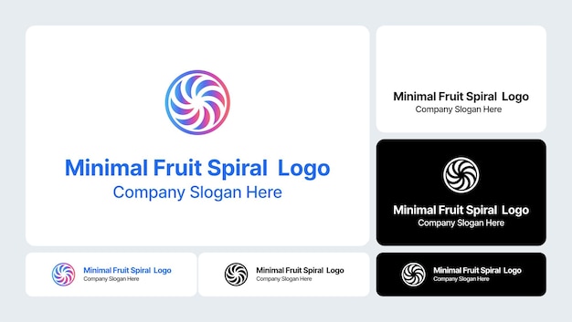 Logotipo de espiral de frutas mínima Diseño geométrico orgánico elegante