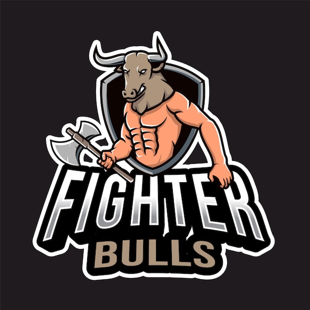 Logotipo de esport de bull bull fighter