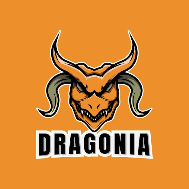 logotipo de esport de cabeza de dragón moderno naranja