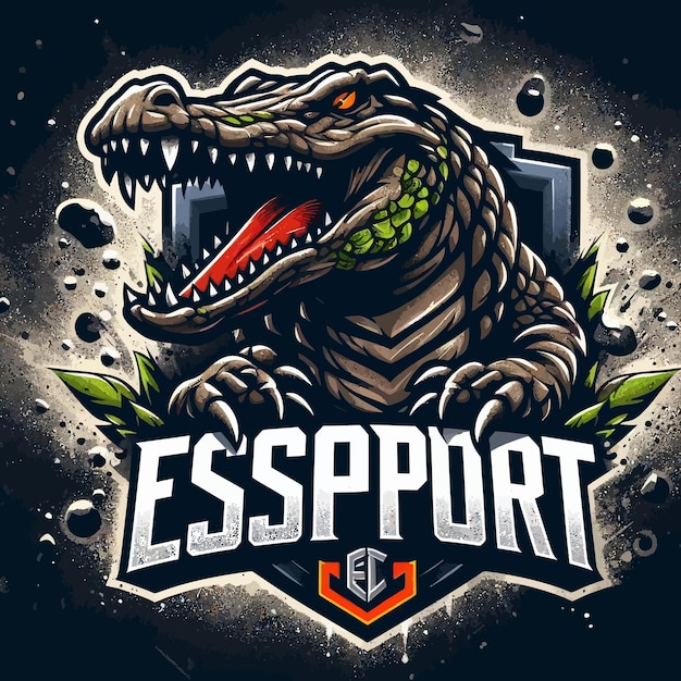 un logotipo de esport de un cocodrilo de polvo y agua