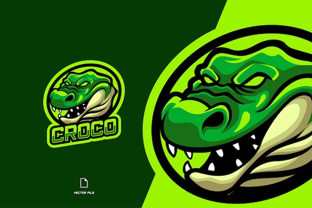 logotipo de esport de mascota de cocodrilo para el equipo del juego