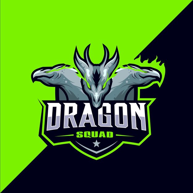 Logotipo de esport de la mascota del dragón verde