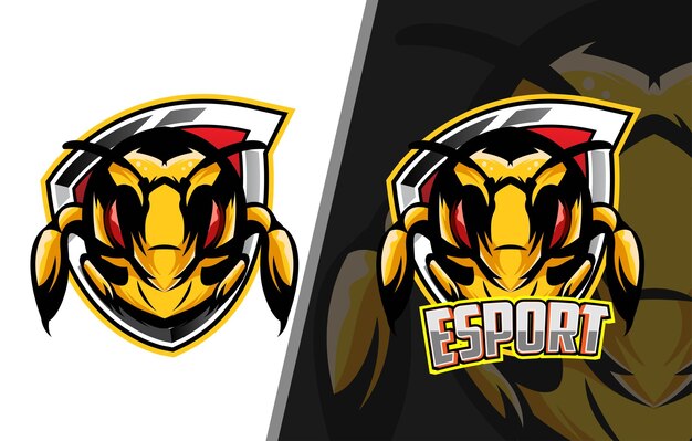 Logotipo de esport de mascota de juego de abeja Vector premium