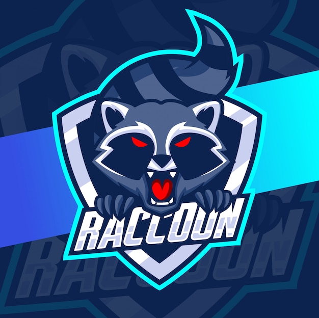 Logotipo de esport de mascota de mapache