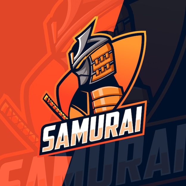 Logotipo de esport mascota de samurai