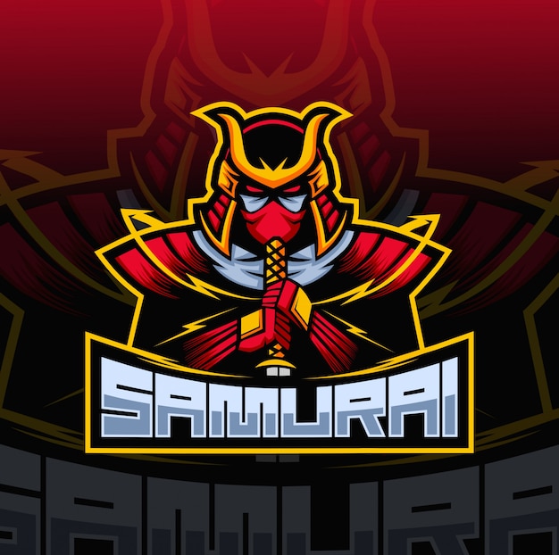 Logotipo de esport mascota de samurai