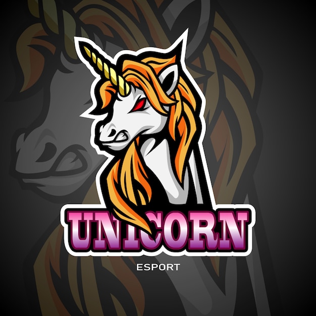 Logotipo de esport mascota de unicornio.